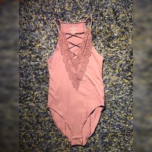 AE Pink Lace Bodysuit size S